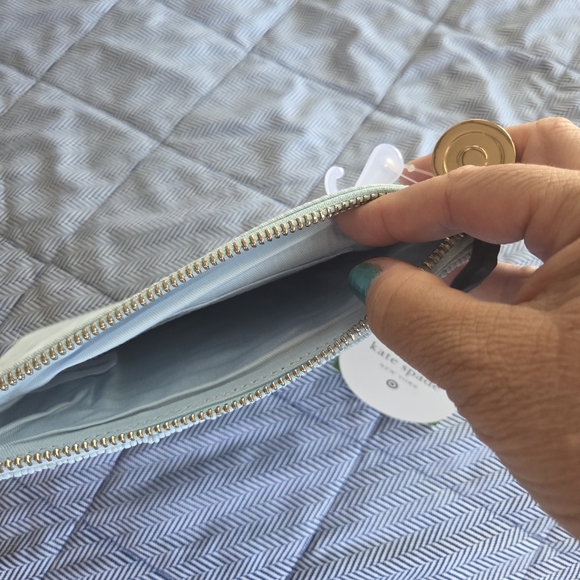 Kate Spade Light Blue And Green Zip Pouch "Life Of The Party" 🥳 - Picture 2 of 4